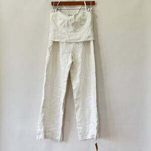 Reformation Womens Jaida Linen Two Piece Set White Size XL NWT